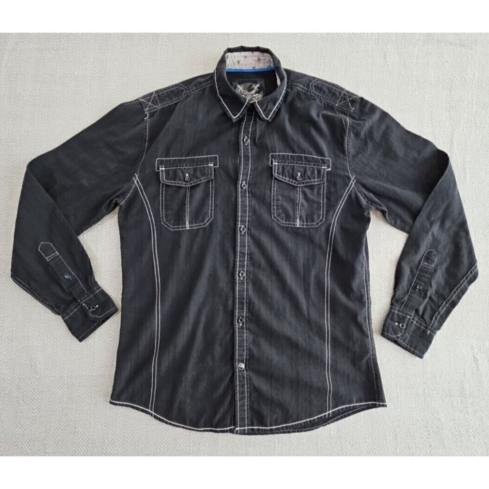Drill Clothing Company Shirt Men's Size Small Black Long Sleeve Grungecore Y2K